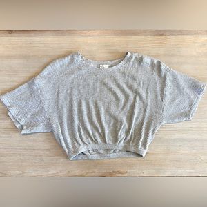 Aerie Offline Crop Top - Waffle Knit - Gray
